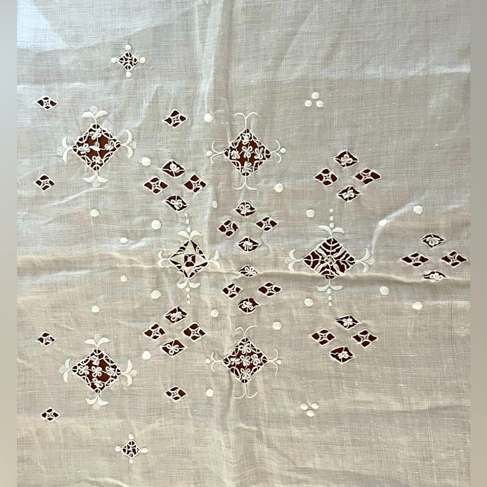 Beautiful linen tablecloth from antique shop.